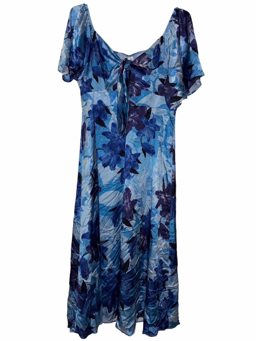 Blue Floral Tie-Front Maxi Dress 2X NWT - Picture 2 of 8